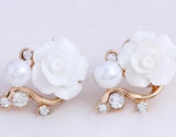 Gold  Rose Pearl Earrings
