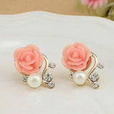 Gold  Rose Pearl Earrings