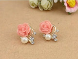 Gold  Rose Pearl Earrings
