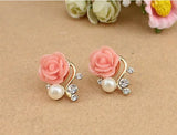 Gold  Rose Pearl Earrings