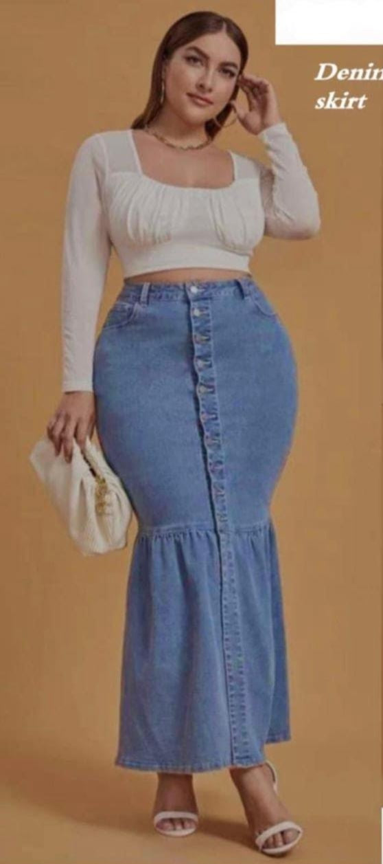 Denim long skirt