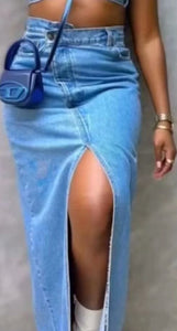 Denim long skirt