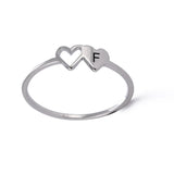 Double Hearts Initial Letter Rings