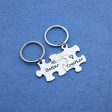 2pcs Stainless Steel Puzzle Keychain