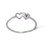 Double Hearts Initial Letter Rings