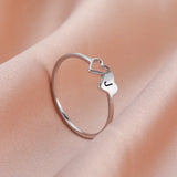 Double Hearts Initial Letter Rings