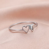 Double Hearts Initial Letter Rings