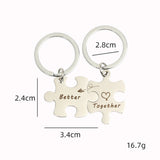 2pcs Stainless Steel Puzzle Keychain