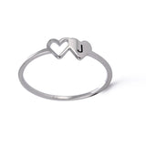 Double Hearts Initial Letter Rings