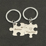 2pcs Stainless Steel Puzzle Keychain
