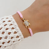 Handmade Rhinestone Inlay Braided Rope Bracelet