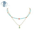 Natural Stone Layered Necklace.