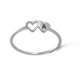 Double Hearts Initial Letter Rings