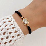 Handmade Rhinestone Inlay Braided Rope Bracelet