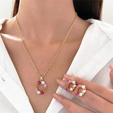 Colorful Crystal Flower Jewelry Set