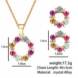 Colorful Crystal Flower Jewelry Set
