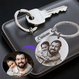 Custom Photo Keychain Engraved Stainless Steel Portrait Key
