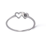 Double Hearts Initial Letter Rings