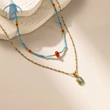 Natural Stone Layered Necklace.