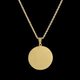 Engraved Picture Text 20/25/30/35mm Round Tag with 60cm Twist Chain
