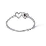 Double Hearts Initial Letter Rings