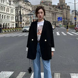 Double-breasted Slim-fit Elegant Solid Color Fashion Outerwear