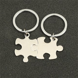 2pcs Stainless Steel Puzzle Keychain