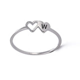 Double Hearts Initial Letter Rings