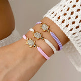 Handmade Rhinestone Inlay Braided Rope Bracelet