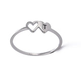 Double Hearts Initial Letter Rings