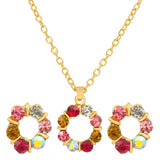 Colorful Crystal Flower Jewelry Set