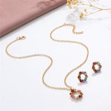 Colorful Crystal Flower Jewelry Set