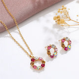 Colorful Crystal Flower Jewelry Set