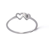Double Hearts Initial Letter Rings