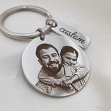 Custom Photo Keychain Engraved Stainless Steel Portrait Key
