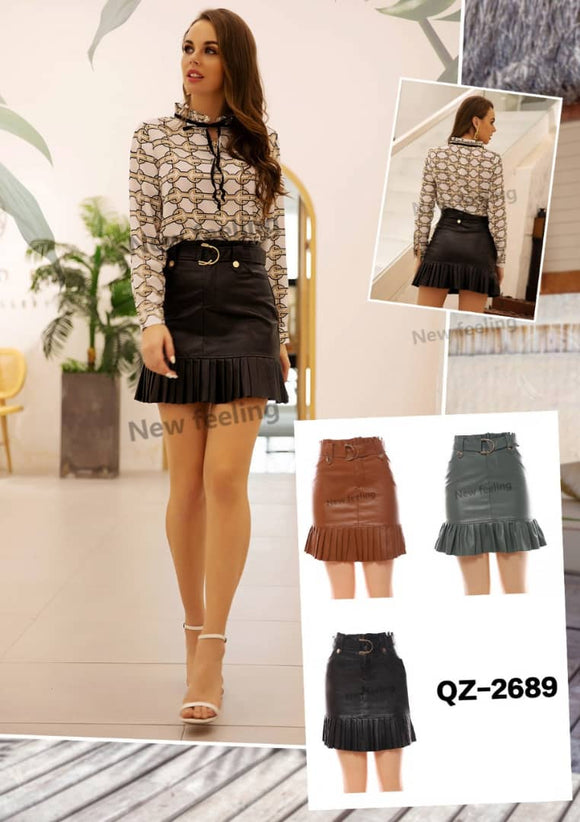 Leather short skirt