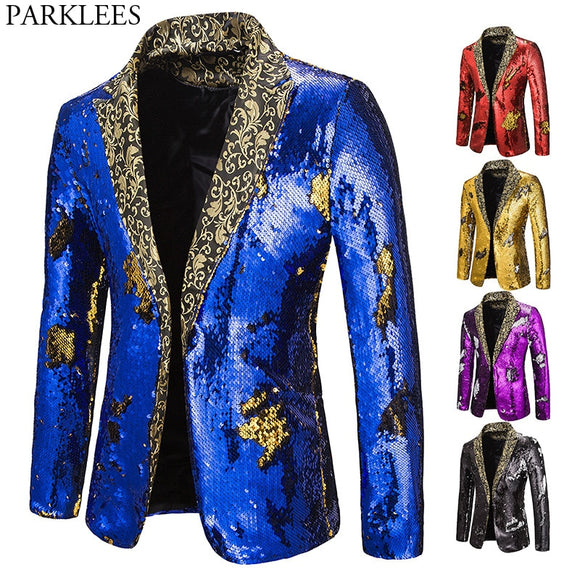 Luxury Royal Blue Sequin Glitter Blazer