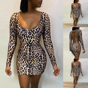 Leopard Printed Evening Party Dress