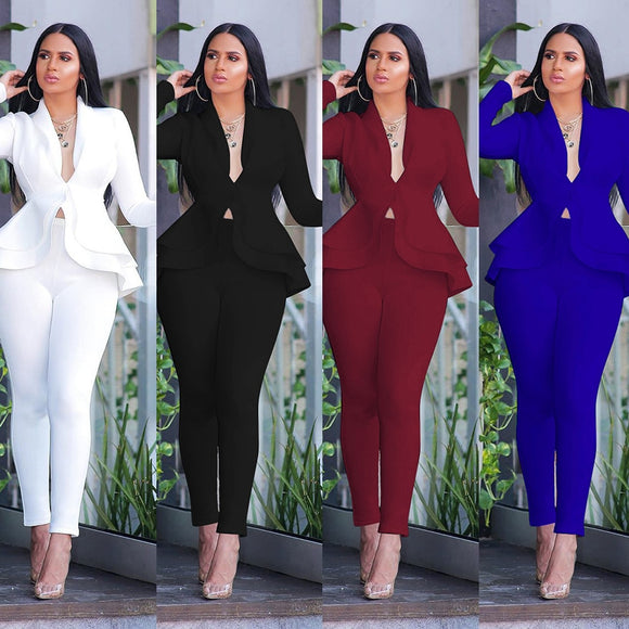 Full Sleeve Blazers Pencil Pants Suit