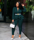 Full Sleeve Blazers Pencil Pants Suit