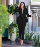 Full Sleeve Blazers Pencil Pants Suit