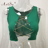 Metal Chain Sleeveless Crop Top