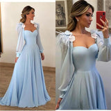 Elegant Light Blue Feather Evening Dress