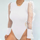 Lace Puff Sleeve Women's Bodysuit