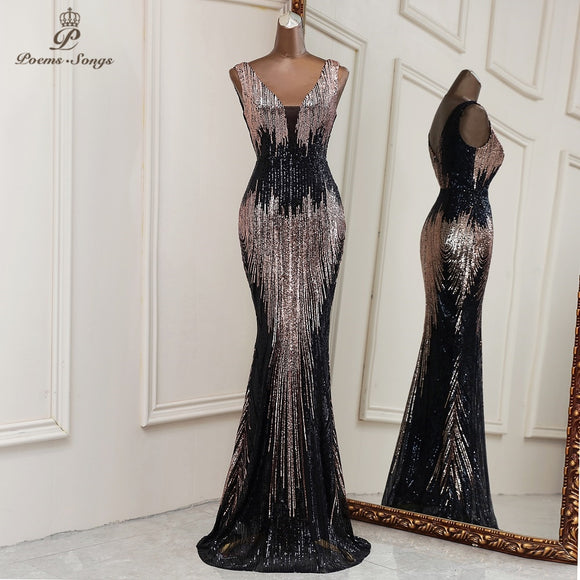 V neck style mermaid evening dresses