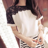 Women Blouses Lace Short Sleeve