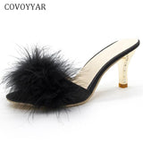 Feather Thin High Heels Fur