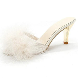 Feather Thin High Heels Fur