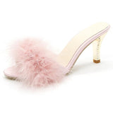 Feather Thin High Heels Fur