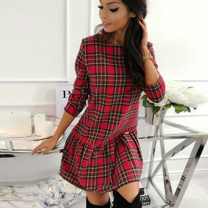 Red Plaid Dress Long Sleeve